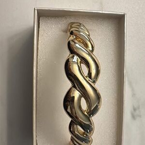 Anne Klein Gold Tone Twisted Hinged Bangle Bracelet With Original Box